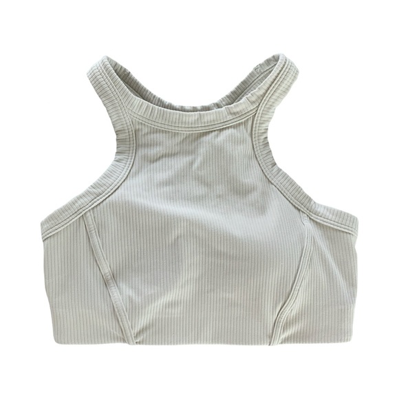 Lululemon Ribbed Nulu High-Neck Yoga Bra Natural Ivory Size 8 - Picture 4 of 7